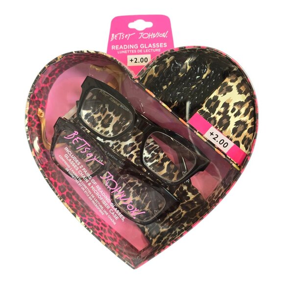 NEW! 2 Pairs Betsey Johnson Readers Reading Glasses +2.00 Black Brown Tortoise - Picture 1 of 5